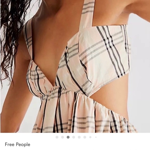 Free People Peach and Black Smocked Skirt - Picture 2 of 5